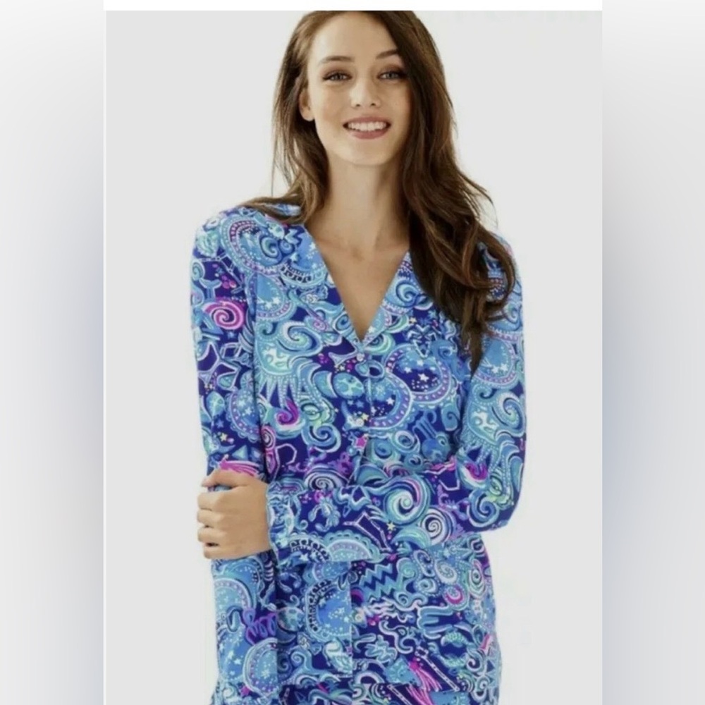 Lilly Pulitzer Cosmic Kismet Ruffle Long Sleeve Pajama Top